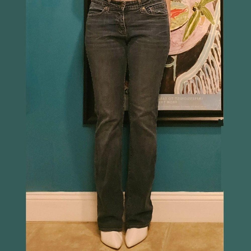 Dark Wash Low Rise Boot Cut Long Jeans